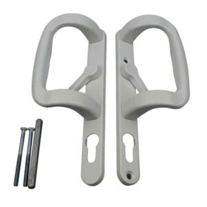 Sliding Inline Patio Door Handles XL Locking with Keyhole White