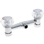 Shower Mixer Taps Acrylic Heads Manual Breech 150mm Centres